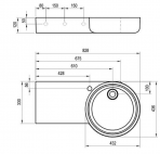 Ravak Izlietne ARC 83/43 L ar maisītāja caurumu, Balta 9