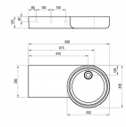 Ravak Izlietne ARC 83/43 L bez maisītāja cauruma, Balta 3