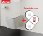 Ravak Natural RimOff tualetes pods+SC vāks+rāmis+taustiņš, Balts 