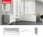 Ravak SETV17 vannas komplekts ar sieniņu white 150x70 cm, Balta