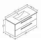 RB Vannas istabas skapītis ar izlietni SERENA 101 mm, Light oak 3