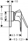 Rebris E iebūvējamā dušas maisītāja v/a daļa, matēts melns 2