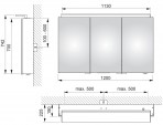 Royal L1 spoguļskapis 120x74x15 cm + LED apgaismojums 6