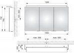 Royal L1 spoguļskapis 130x74x15 cm + LED apgaismojums 6