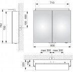 Royal L1 spoguļskapis 80x74x15 cm + LED apgaismojums 7