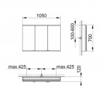 Royal Modular 2.0 spoguļskapis 105x70x12 cm + LED apgaismojums 10