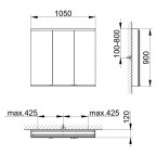 Royal Modular 2.0 spoguļskapis 105x90x12 cm + LED apgaismojums 9