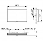 Royal Modular 2.0 spoguļskapis 110x70x12 cm + LED apgaismojums 11