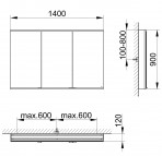 Royal Modular 2.0 spoguļskapis 140x90x12 cm + LED apgaismojums 9