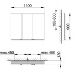Royal Modular 2.0 spoguļskapis 110x90x12 cm + LED apgaismojums 9