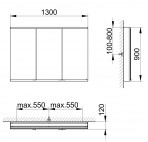 Royal Modular 2.0 spoguļskapis 130x90x12 cm + LED apgaismojums 9