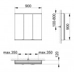 Royal Modular 2.0 spoguļskapis 90x90x12 cm + LED apgaismojums 10