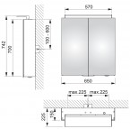 Royal L1 spoguļskapis 65x74x15 cm + LED apgaismojums 7