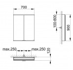 Royal Modular 2.0 spoguļskapis 70x90x12 cm + LED apgaismojums 11