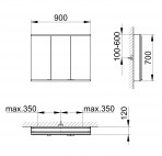 Royal Modular 2.0 spoguļskapis 90x70x12 cm + LED apgaismojums 10