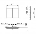 Royal Modular 2.0 spoguļskapis 80x70x12 cm + LED apgaismojums 11