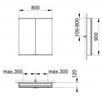 Royal Modular 2.0 spoguļskapis 80x90x12 cm + LED apgaismojums 11
