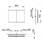 Royal Modular 2.0 spoguļskapis 90x70x12 cm + LED apgaismojums 11