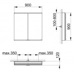 Royal Modular 2.0 spoguļskapis 90x90x12 cm + LED apgaismojums 11