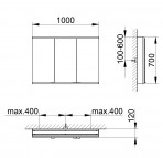 Royal Modular 2.0 spoguļskapis 100x70x12 cm + LED apgaismojums 10