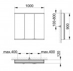 Royal Modular 2.0 spoguļskapis 100x90x12 cm + LED apgaismojums 9