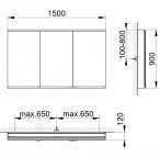Royal Modular 2.0 spoguļskapis 150x90x12 cm + LED apgaismojums 9
