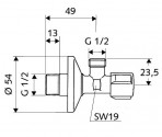 Schell вентиль угловой 1/2 x 1/2, COMFORT 2