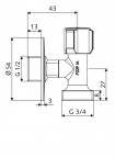 Schell stūra ventilis Comfort 1/2x3/4 ( Veļasmašīnas ), hroms 3