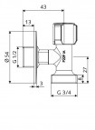 SCHELL  Comfort  угловой вентиль 1/2x3/4, хром 3