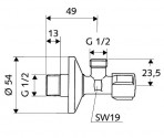 Schell stūra ventilis Rondo 1/2x10mm 2