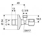 Schell stūra ventilis 1/2x3/8, hroms 2