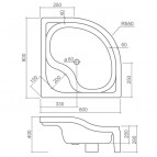Semideep Neo 80x80 см душевой поддон 3