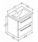 Vannas istabas skapītis ar izlietni SCANDIC 510 mm, melns ozols 3