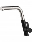 Silia Virtuves jaucējkrāns ar izvelkamu snīpi, Nero/ Brushed Steel
