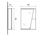 Skapis ar spoguli Rivaka, 496x700x135 mm 2