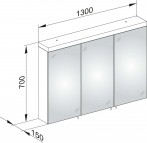 Skapis ar spoguli Royal Reflex.2 130x70 cm, balts 3