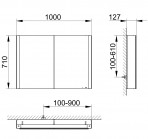 Somaris spoguļskapis 100x71x12 cm + LED, White Matt 7