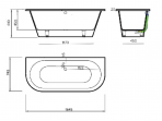 SPN Merello Light vanna 164x74 cm, Balta 2