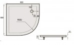 Dušas paliktnis SPN P708 800 x 800 mm, akmens masas ar paneli, Balts 3