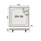 SPN P 709 K dušas paliktnis 80x80 cm,panelis,kājās.Balts 2