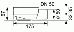 TECEdrainline noteka, plakana, DN50 sānu izvads 2