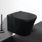 Connect Air Rimless Matt Black piekaramais WC pods ar SC vāku