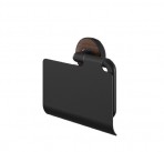 Tiger NOCE  tualetes papīra turētājs ar pārsegu, 12x14cm, melns/koka