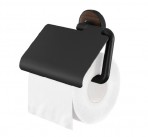 Tiger NOCE  tualetes papīra turētājs ar pārsegu, 12x14cm, melns/koka 3