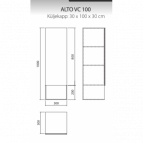 ALTO VC 100, 30x100x30 cm vertikālais skapis 2