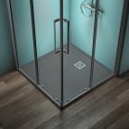 Ultraflat S+ dušas paliktnis 100x100cm+dekoratīvs rāmis, Concrete Grey 5