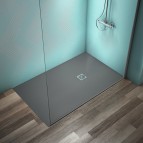 Ultraflat S+ dušas paliktnis 160x100 cm+dekoratīvs rāmis,Concrete grey 5