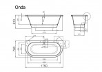 Bанна Onda 175x76 см - размещается у стены  8