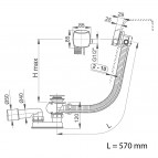 Сифон для ванны РАСШИРЕННЫЙ - С ПЕРЕЛИВОМ (L = 570 мм) 2