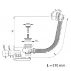 Сифон для ванны РАСШИРЕННЫЙ - МЕТАЛЛИЧЕСКИЙ КОМПЛЕКТ (L = 570 мм) 2